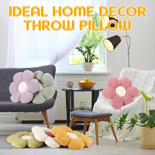 Vista 5 de Coume 6 almohadas de suelo de flores, 16 pulgadas, con diseño de margaritas, bonitos cojines decorativos de asiento para dormitorio, hogar, sofá