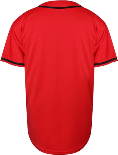 Vista 3 de Jersey de béisbol hipster liso en blanco con botones y uniformes deportivos para hombres y mujeres