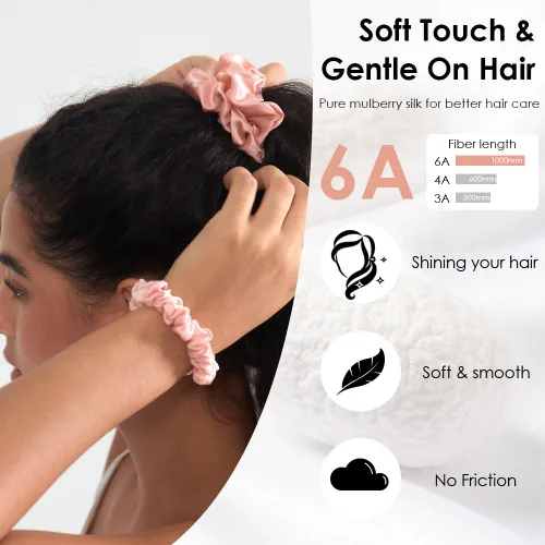 Vista 2 de Michooyel Paquete de 3 coleteros de seda de morera de 1.6 in para mujeres y niñas