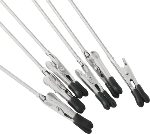 Vista 2 de Pinza de cocodrilo para pintura de modelo, 12 unidades, con puntas de goma, herramientas de modelado, abrazaderas de alambre de metal, cierre