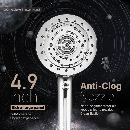 Vista 7 de Filtered Shower Head 7 Spray Mode High Pressure Shower Head with Handheld Water Softener Filters Beads,79" Long Hose,Built-in Power Wash Mode