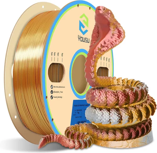 Vista 25 de Yousu Seda de Doble Color Filamento PLA para 3D Impresora Filamento Coextrusión PLA Multicolor Filamento PLA 1.75mm (± 0.03 mm) Compatible