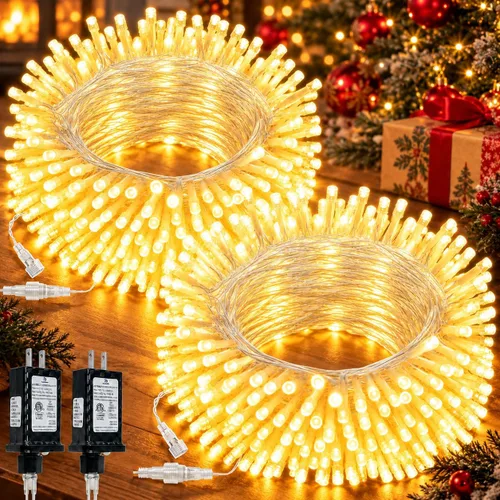Vista 13 de Paquete de 1 cadena de luces conectables para interiores, 33 pies, 100 luces LED, 13 modos, luces de hadas parpadeantes, enchufables, impermeables