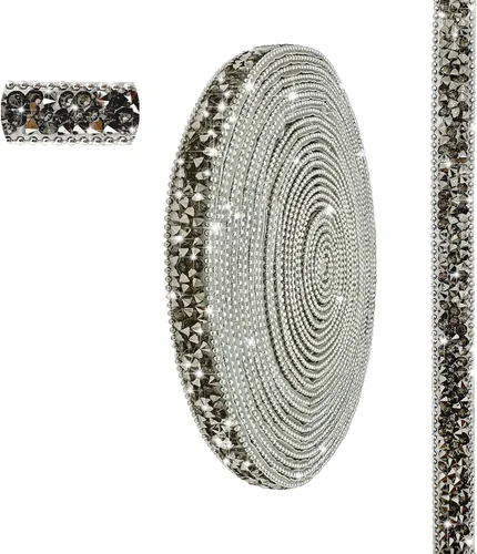 Vista 10 de Cinta de Diamantes de Imitación de Resina AB Autoadhesiva de 6 Yardas, Tiras de Cristal, Cinta Brillante de Diamantes de Imitación de Resina