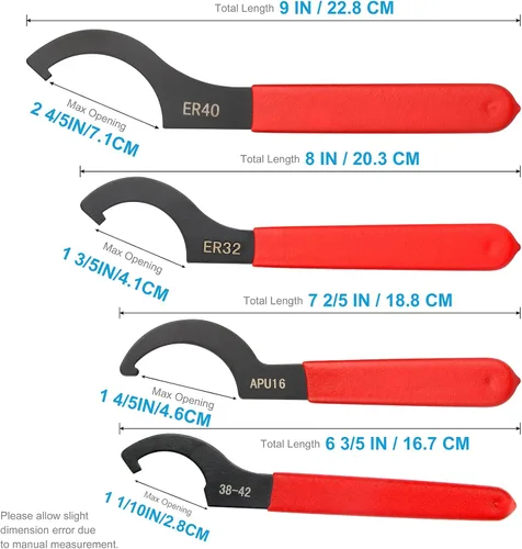 Vista 5 de Juego de 4 llaves helicoidales de ajuste universal, resistente profesional, acero al carbono, goma