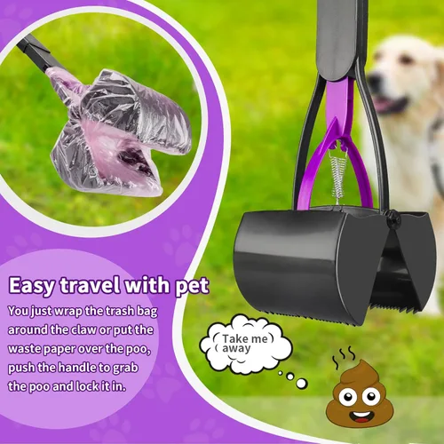 Vista 5 de UPSKY Recogedor de excrementos de 32 pulgadas para perros grandes y pequeños, pala de mango largo con bolsas de desechos, herramienta portátil