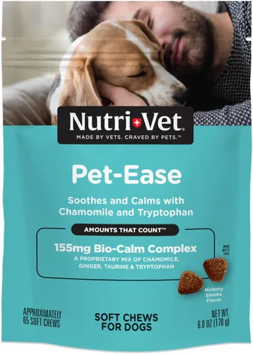 Nutri-Vet Masticables suaves para perros, formulados por veterinarios con manzanilla y triptófano para calmar y calmar durante tormentas, ansiedad