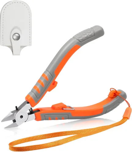Vista 8 de SPEEDWOX Cortador de alambre de 5 pulgadas, alicates de corte diagonal, pinzas de corte lateral con bloqueo de seguridad y funda protectora, mini