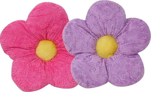 Vista 4 de Snuggle Stuffs Almohadas de flores rosas y blancas pastel - 13 pulgadas - Juego de 2 - Almohadas Minky para decoración de dormitorio de niñas