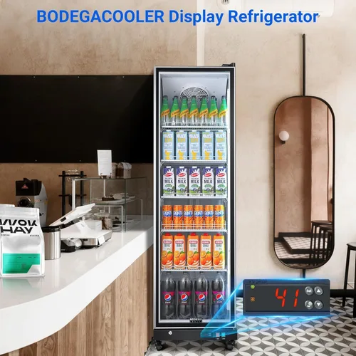 Vista 5 de Refrigerador comercial BODEGACOOLER para bebidas con puerta de vidrio, refrigerador comercial para bebidas de 12.5 pies cúbicos, refrigerador