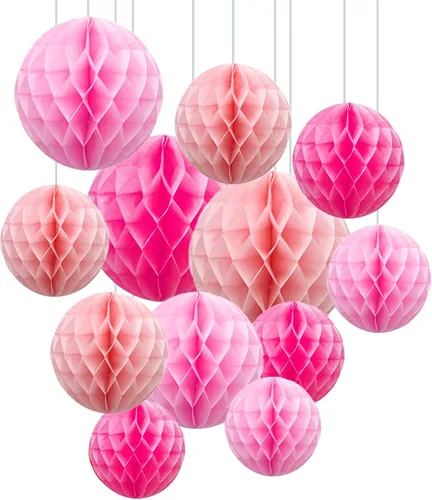Vista 18 de ZOOYOO 12 bolas de panal de 6 pulgadas y 10 pulgadas para decoración de pompones de papel de seda colgantes para graduación, aniversario, Año Nuevo