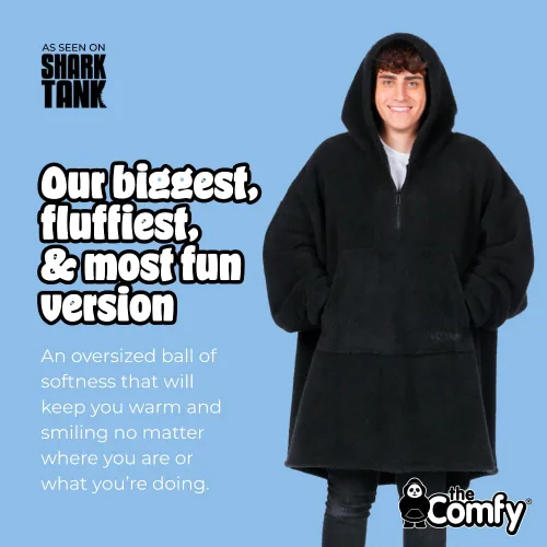 Vista 3 de THE COMFY Teddy Bear Quarter-Zip Oversized All Sherpa Wearable Blanket With Zipper, Seen On Shark Tank