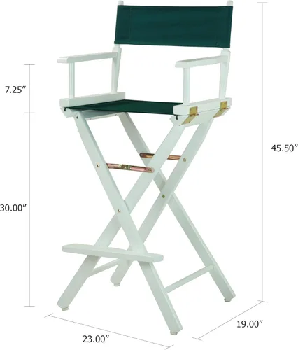 Vista 85 de Casual Home - Silla de director de 30 in, marco blanco, con lona color blanco, altura de barra