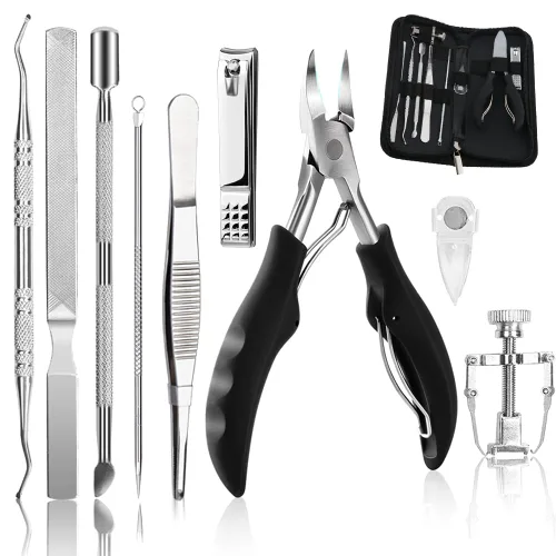 10Pcs/set Ingrown Toenail Tools Kit, Nail Treatment Foot Tool,Ingrown Toenail Removal Correction Clippers, Surgery Grade Nail File Lifter,