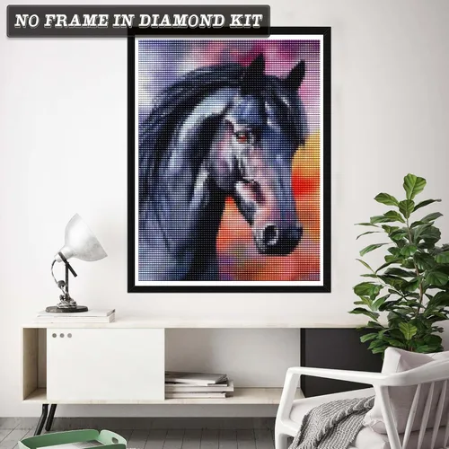 Wergund - Kits de pintura de diamantes de caballo animal, kits de pintura de diamantes para adultos y niños, bordado de diamantes de imitación de