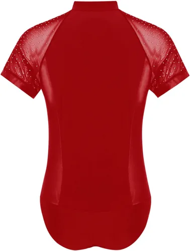 Vista 4 de Yeahdor Leotardo de malla transparente para hombre con diamantes de imitación brillantes para baile latino