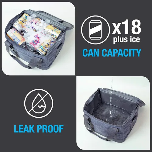 Vista 3 de CleverMade Collapsible Soft Cooler Bag -Tote - Insulated 18 Can Leakproof Small Cooler Box with Bottle Opener and Shoulder Strap for Lunch, Beach