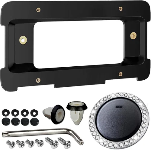 Vista 10 de ZXFOOG Soporte Trasero de Placa de Matrícula para Serie BMW y Mini Cooper - Adaptador de Montaje en Parachoques y Maletero con Marco de Fibra