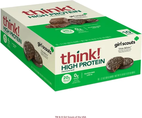 Vista 9 de think! Barras ricas en proteína de 20 gramos, paquete surtido, 0-3 gramos de azúcar, sin edulcorantes artificiales, sin OMG, barra de 2.1-2.2 oz