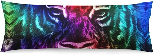 Vista 13 de Funda de almohada corporal con cremallera para el invierno, diseño de animales raros, ojos y retrato, bestia tranquila, fundas de almohada
