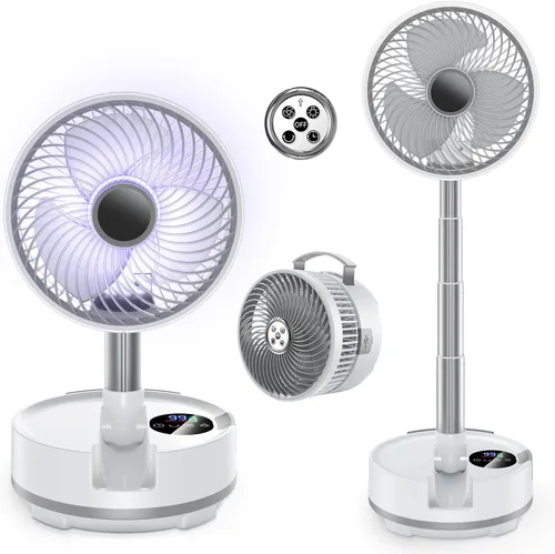 Ventilador portátil de 8 pulgadas con batería, ventilador oscilante recargable con 20000mAh, luces LED con control remoto, tiempo de funcionamiento