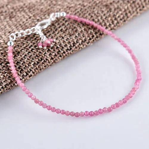 Vista 48 de Natural Gemstone Micro Round Beads Dainty Choker Bangle Bracelet, Handmade Jewelry for Women, Healing Chakra Crystals Silver Plated Chain 8 inch
