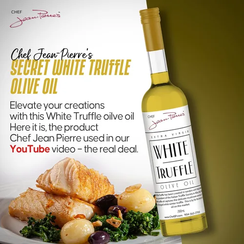 Vista 7 de Chef Jean Pierre's Aceite de oliva de trufa blanca extra virgen – Botella de vidrio de 7 onzas – Infundido naturalmente con sabores dulces y picantes
