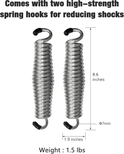 Vista 6 de Columpio de madera para porche, asiento ergonómico, columpio de banco con cadenas para colgar y resortes de 0.276 in, resistente, 880 libras