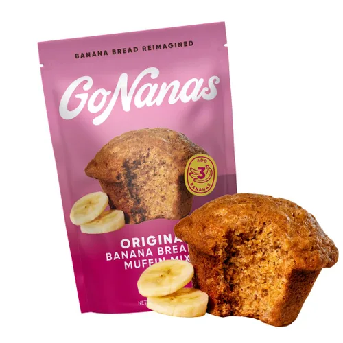 GoNanas Mezcla original de pan de harina de avena y plátano, adecuada para dietas veganas a base de plantas, aperitivos sin gluten, aperitivos