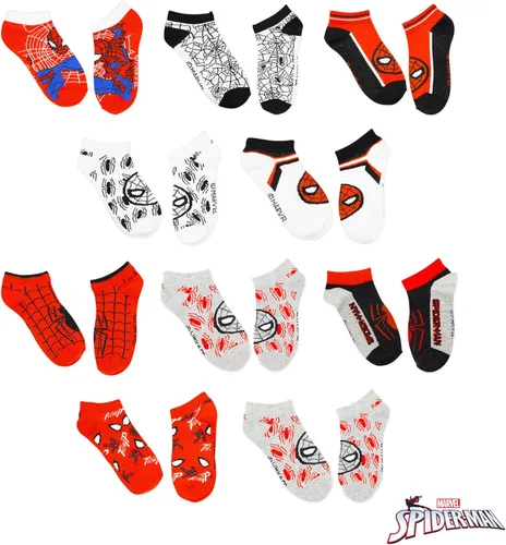 Vista 3 de Marvel Calcetines Spider-man para niños 10 pares de calcetines de corte bajo para niños de 3 a 9 años