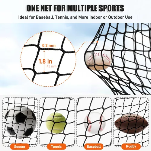 Vista 4 de Baseball Batting Cage Nets, 10FT Baseball and Softball Batting Cage Netting for Backyard, Portable Hitting Practice Net with Carabiners & Carry Bag