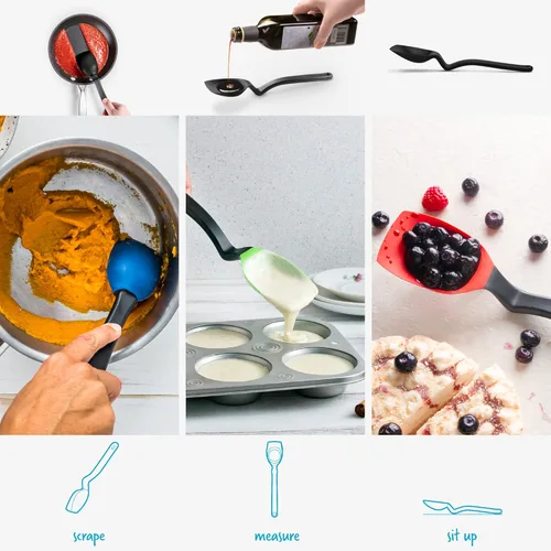 Vista 3 de Dreamfarm Supoon - Cuchara de cocina antiadherente para raspar silicona, para servir, mide 0.2 fl oz de cucharadita y 0.5 fl oz de cucharada, 11