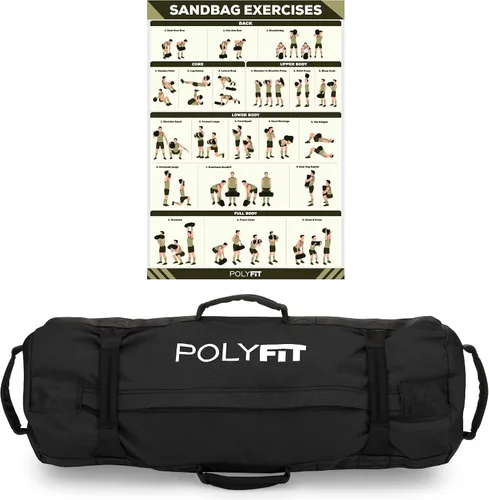 Vista 13 de Polyfit Classic Sandbag - Bolsa de arena de entrenamiento con 8 asas de Negro