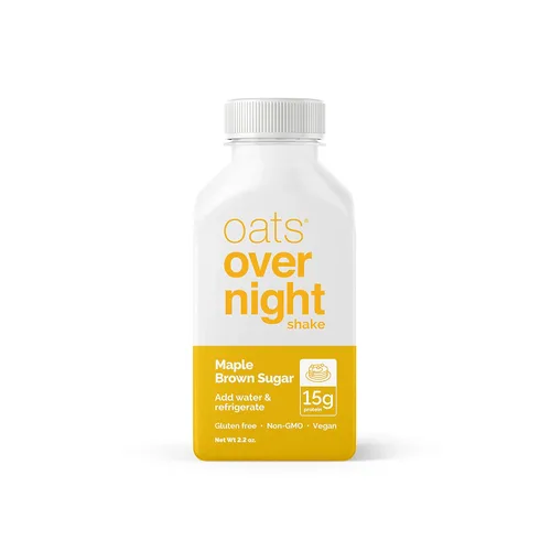 Vista 3 de Oats Overnight Batido embotellado de azúcar moreno de arce, sin gluten, sin OMG, batido de reemplazo de comida de desayuno apto para veganos