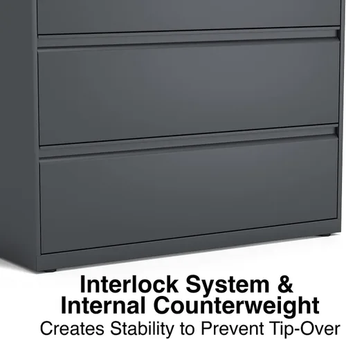 Vista 7 de Lorell Lima lateral de 3 cajones, 42 x 18-5/8 x 40-1/4 pulgadas, carbón