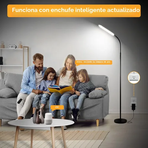 Vista 9 de marctronic Lámpara de pie LED gris, 18W 1800LM Lámparas de pie brillantes con control remoto y funciona con enchufe inteligente, luz de lectura Gris