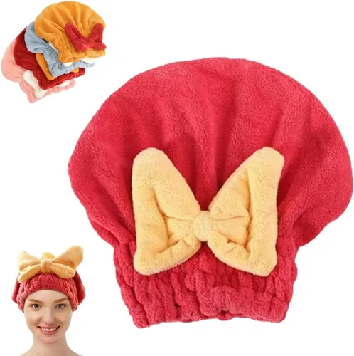 Vista 8 de Gorras de microfibra para secar el cabello, suave pajarita, toalla de pelo húmedo para regalos de fiesta, relleno de bolsas de golosinas, toalla