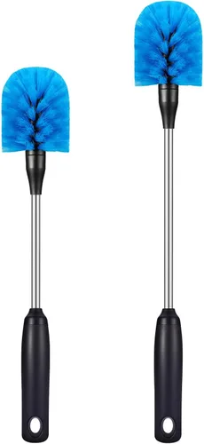 Vista 11 de Cepillo para botellas de acero inoxidable con cabezal reemplazable, cepillo de mango largo para botellas de agua, cristalería, tazas, frascos