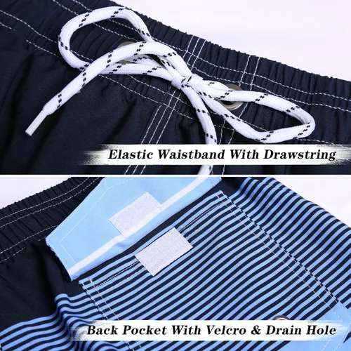 Vista 4 de ELETOP Traje de baño de secado rápido para hombre, traje de baño de natación con forro de malla, traje de baño de playa