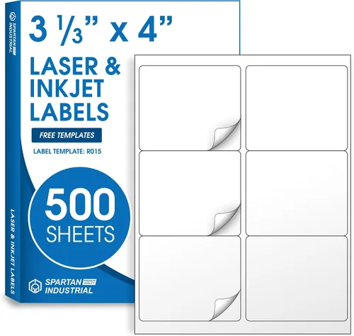 Etiquetas de envío blancas mate de 3 1/3" X 4" compatibles con impresoras de inyección de tinta y láser - 500 hojas, 3000 etiquetas impresas para