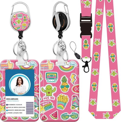 Vista 24 de Cordón para insignia y soporte para credencial de identificación, carretes retráctiles de insignia con clip para cinturón de carrete de mosquetón