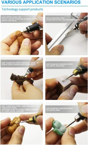 Vista 4 de Mini bolígrafo de grabado eléctrico inalámbrico recargable, mini kit de herramientas de grabado para metal, vidrio, cerámica, plástico, madera Oro