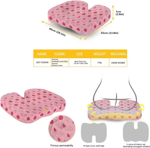 Vista 14 de Cinturón de Navidad de espuma viscoelástica para silla de oficina, asiento de automóvil, silla de ruedas, viajes, reduce la presión del coxis