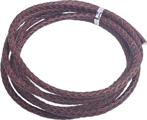 Vista 28 de KONMAY - Cordón de cuero trenzado genuino de 5 yardas, 3.0mm, marrón antiguo, redondo, para cuerda de bolo
