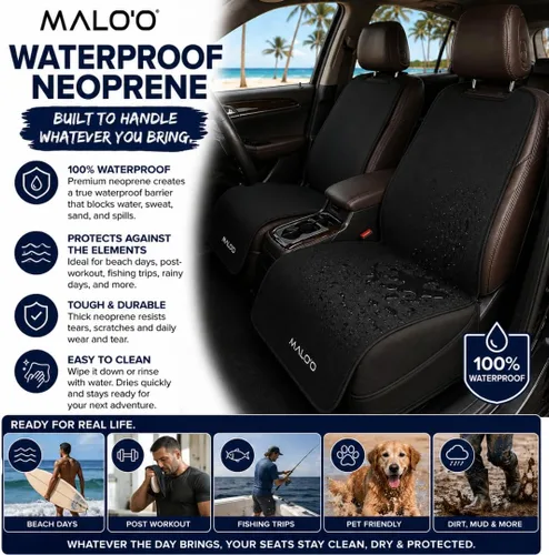 Vista 4 de Malo'o Funda impermeable para asiento de automóvil, protector universal de asiento de neopreno para automóviles, camiones y SUV, protege contra