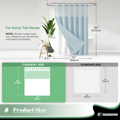 Vista 793 de Cortina de ducha de tela Dynamene verde oscuro - Cortinas de baño de tela de nido de abeja texturizadas resistentes, juego de cortinas de baño