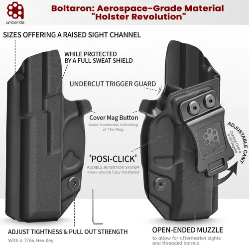 Vista 4 de Amberide Funda IWB XD-S 3.3"/XD-S MOD.2 3.3", Kydex-Boltaron dentro de la cintura ajustada Springfield XD-S 0.354 in/.40, extracción rápida