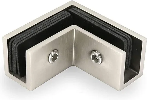 Manga cuadrada de latón de 90 grados para sujetar sobre la puerta de la ducha Abrazadera de vidrio para 5/16" a 1/2" (8 a 0.472 in) de espesor de