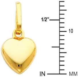Vista 2 de Colgante de corazón de oro amarillo real de 14 k, Oro de 14 quilates, No es una piedra preciosa