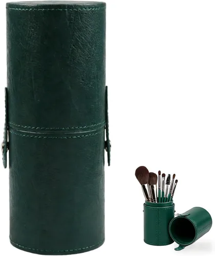 Vista 12 de PU Leather Makeup Storage Holder Cosmetic Cup, Travel Makeup Brush Holder Organizer Case with Button Closure, Portable Cosmetic Brush Storage